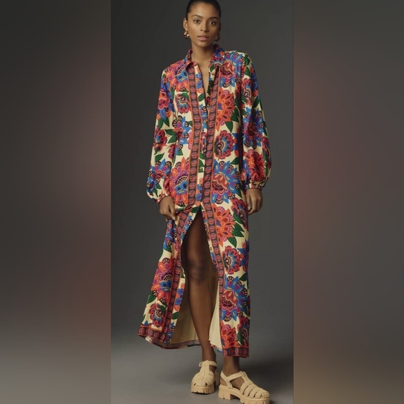 FARM Rio Dresses & Skirts - Anthropologie By Farm Rio Button Front Maxi Dress Sz. M